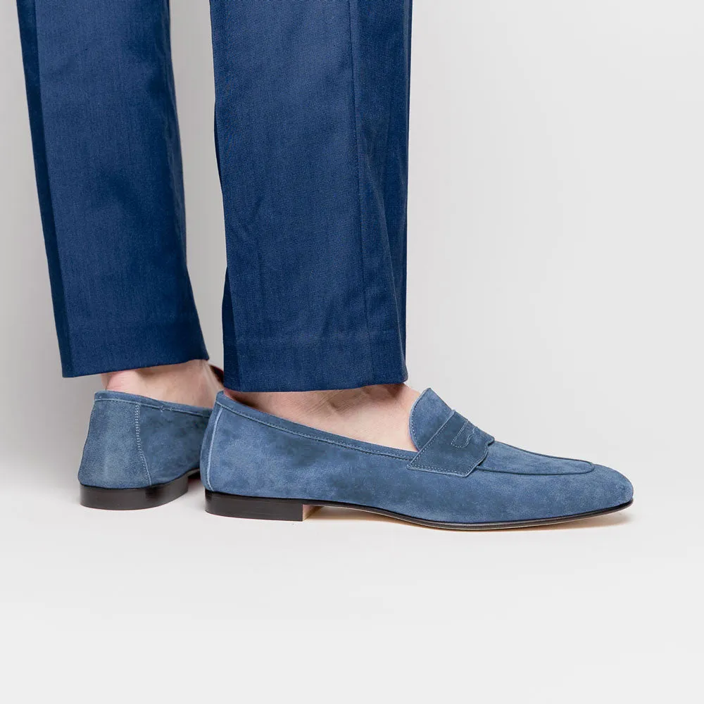 16-100-BLU TASCA Italian Sueded Kid Loafer Blue