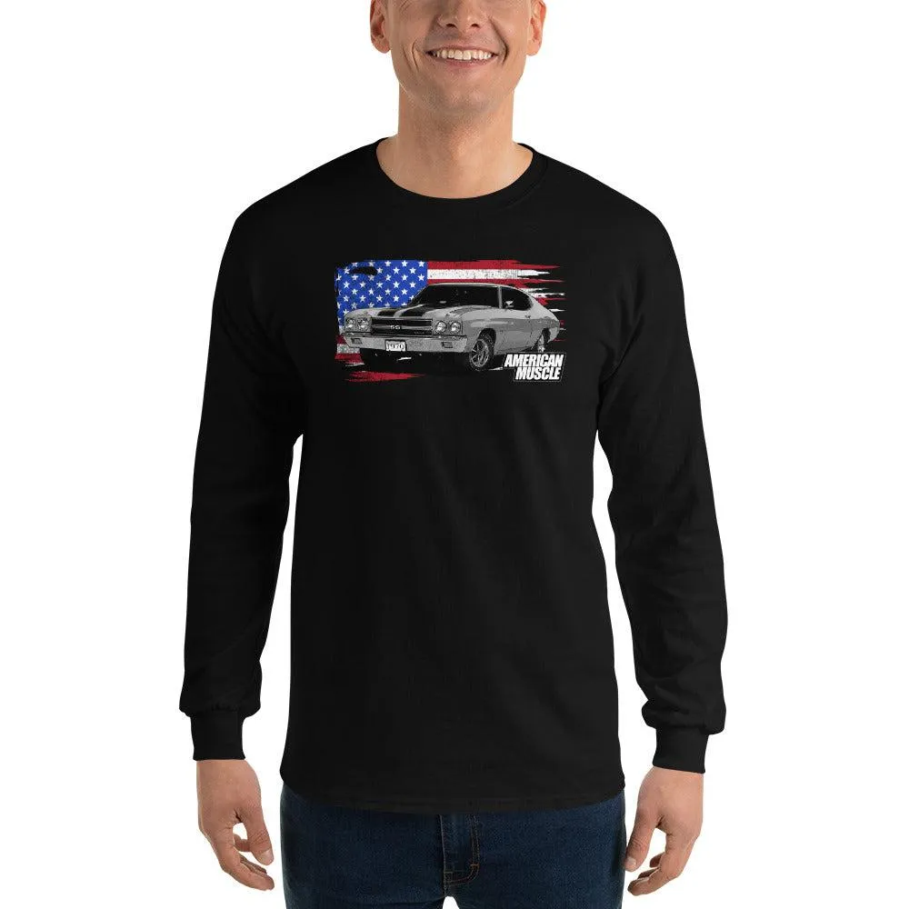 1970 Chevelle Long Sleeve Shirt With American Flag