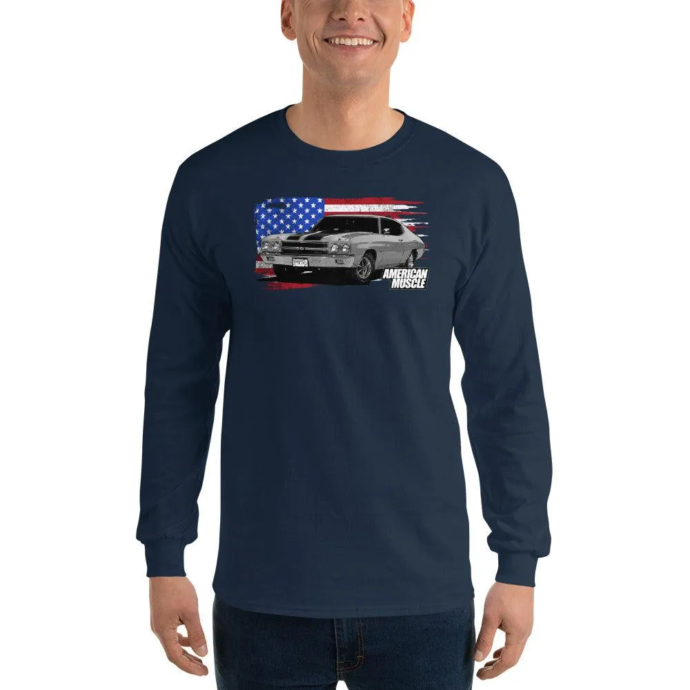 1970 Chevelle Long Sleeve Shirt With American Flag