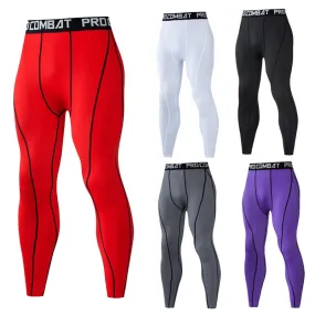 2pcs Men's Leggings High Elastic Compression Pants Jogging Sweatpants Running Training Tights Pants Fitness Sport Shorts Dry Fit