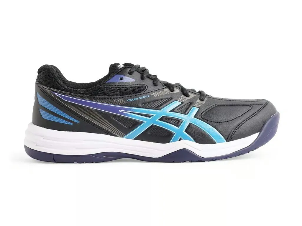 Asics Court Slide 2 Tennis Shoe - Black/Electric Blue