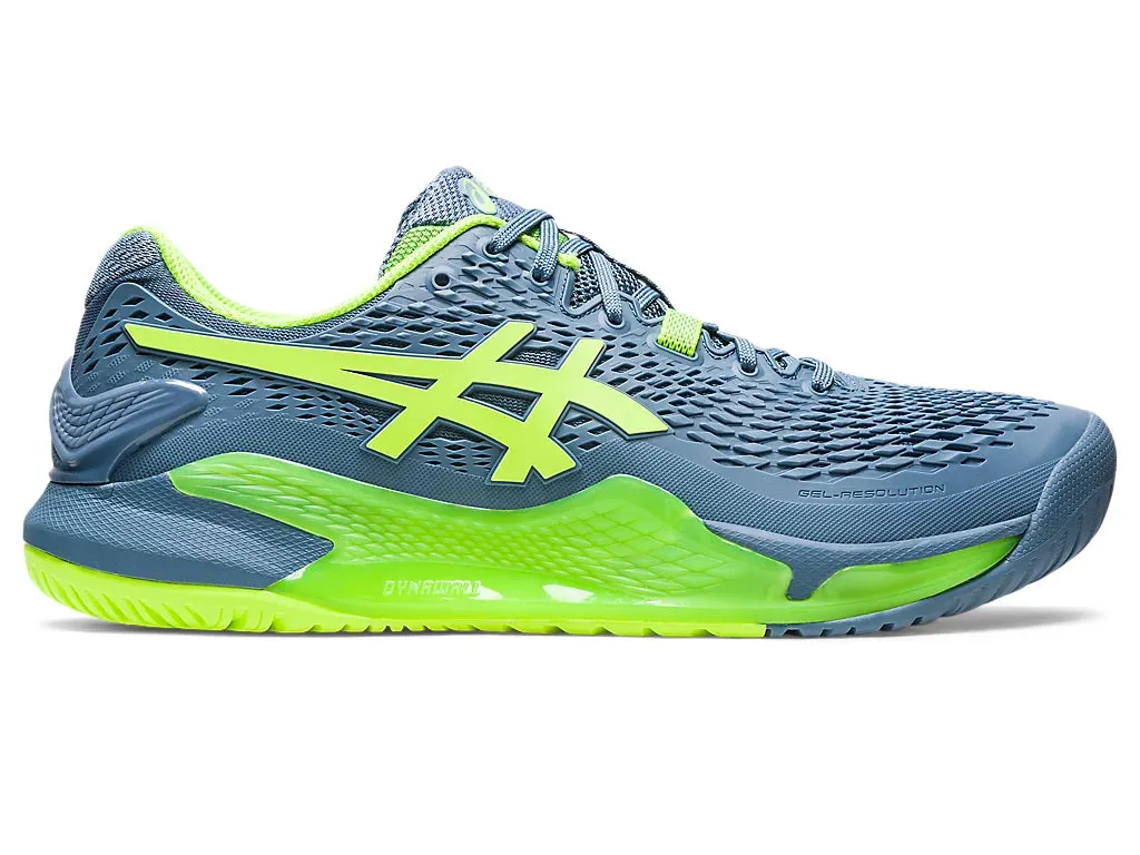 Asics Gel Resolution 9 Tennis Shoe - Steel Blue/Hazard Green