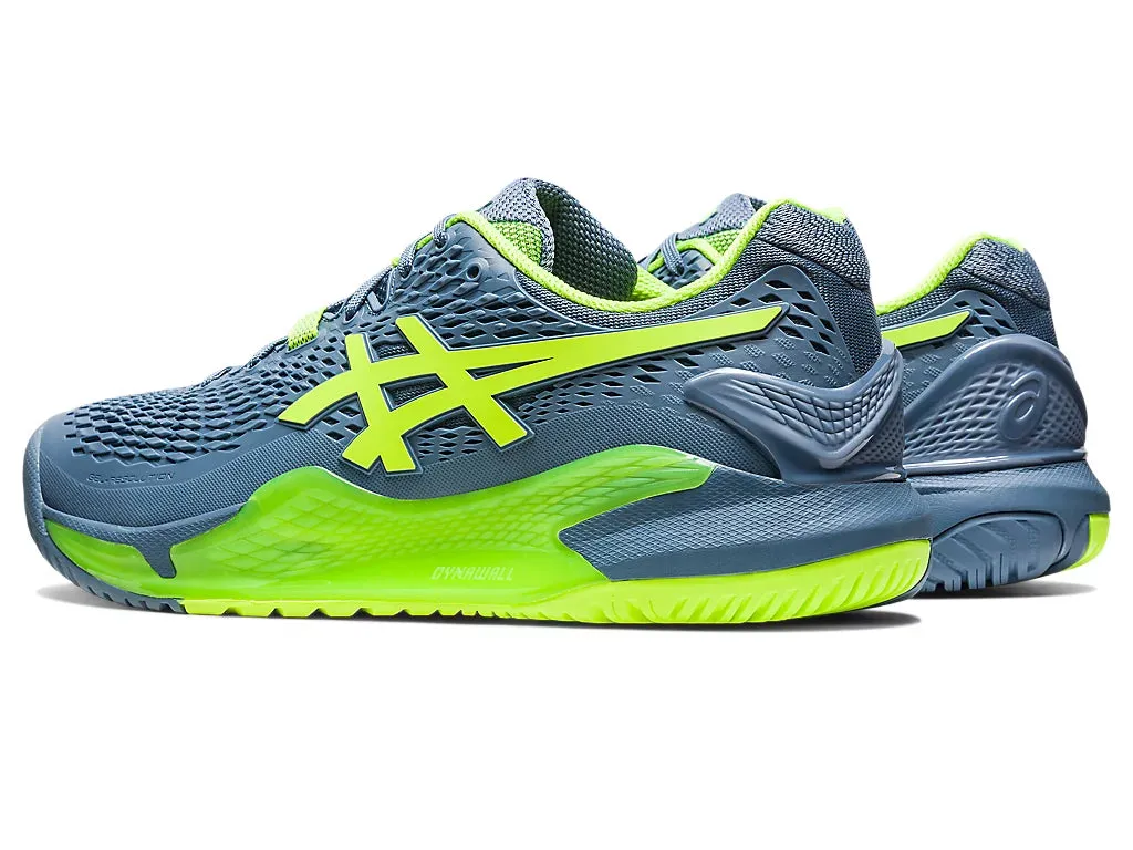 Asics Gel Resolution 9 Tennis Shoe - Steel Blue/Hazard Green