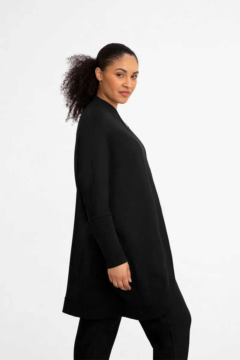 Bamboo Fleece Cocoon Cardi | Black