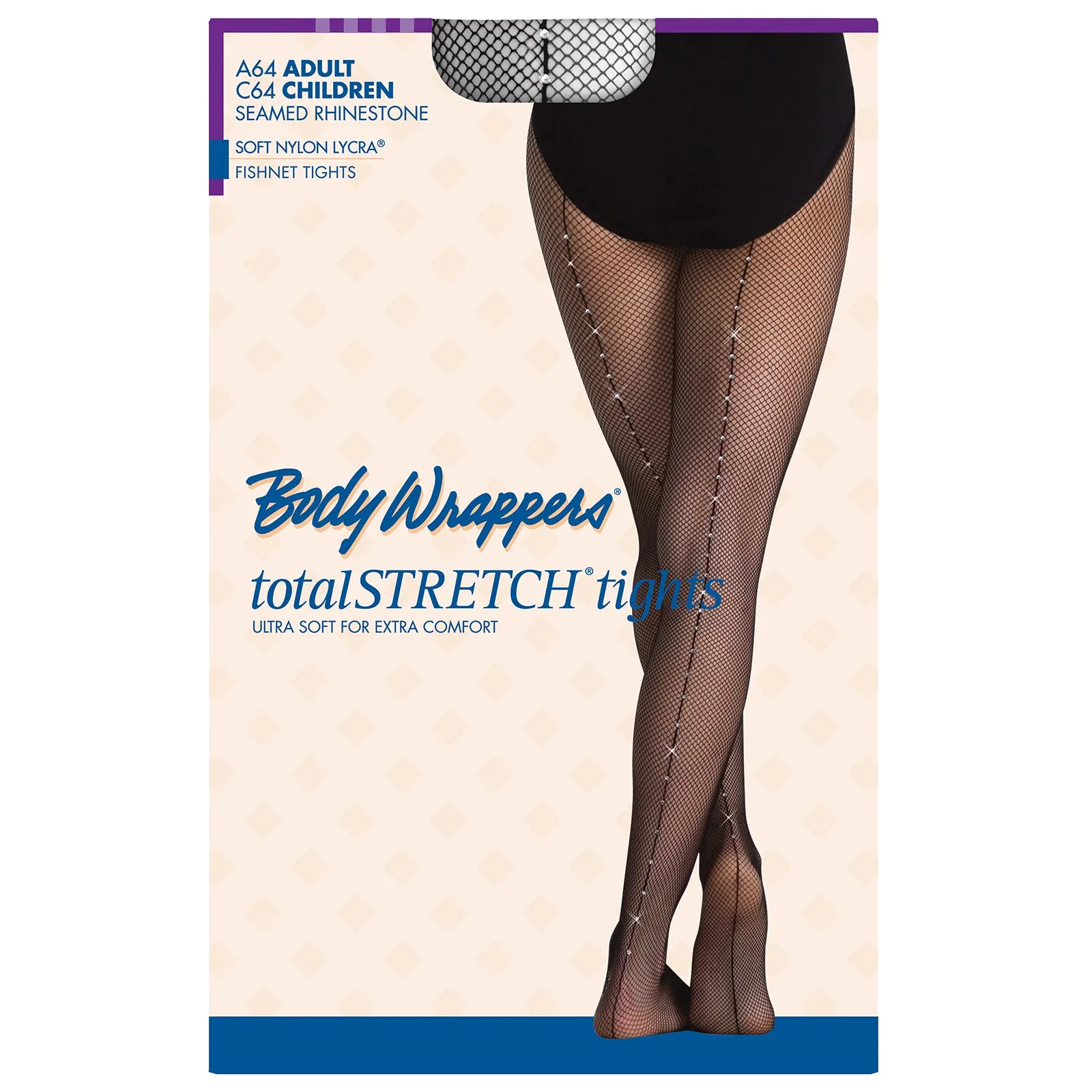 Body Wrappers Adult Back Seam Fishnet Rhinestone Tights