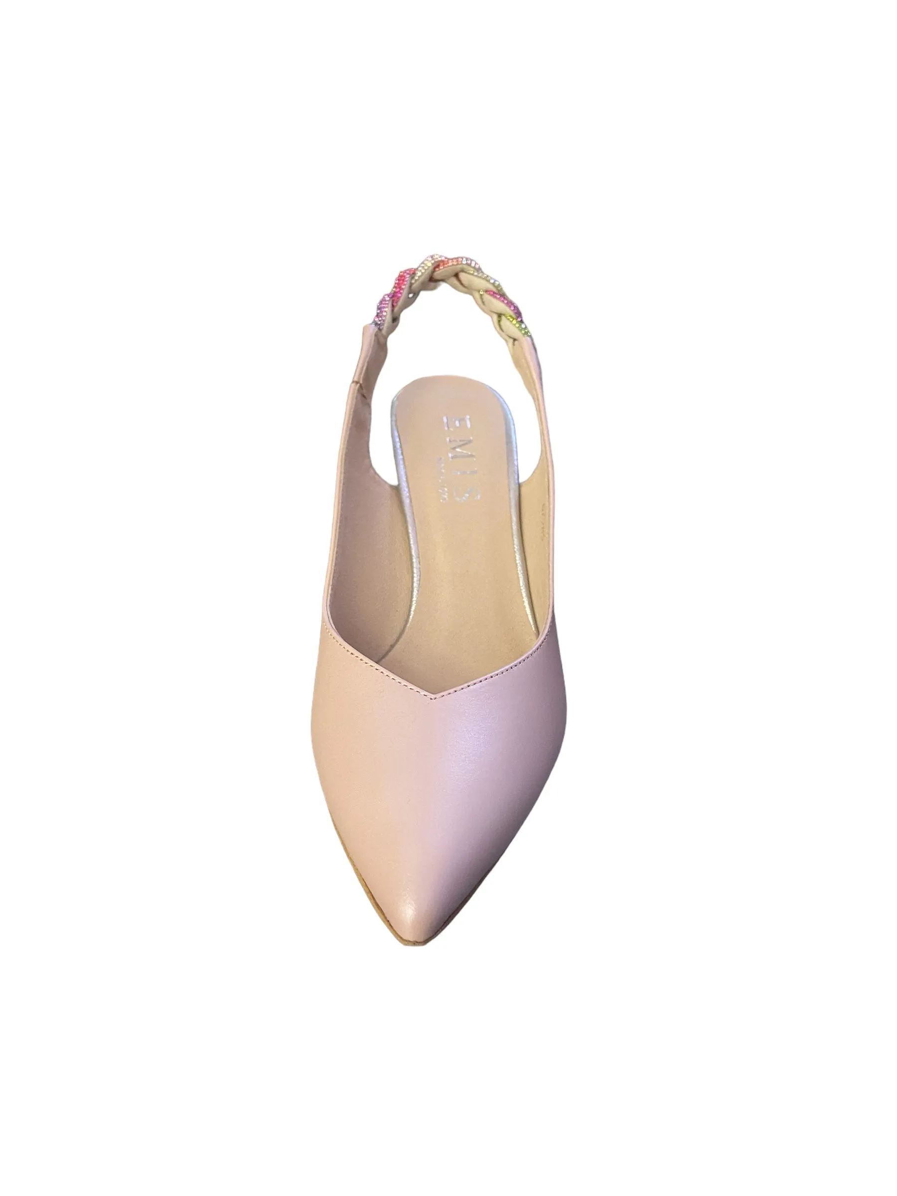 EMIS  Diamante Leather Slingback Pearl Pink