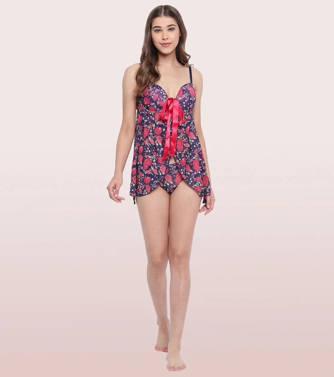 ENAMOR FLORAL PRINT DELICATE BABYDOLL | N074 | BLUE