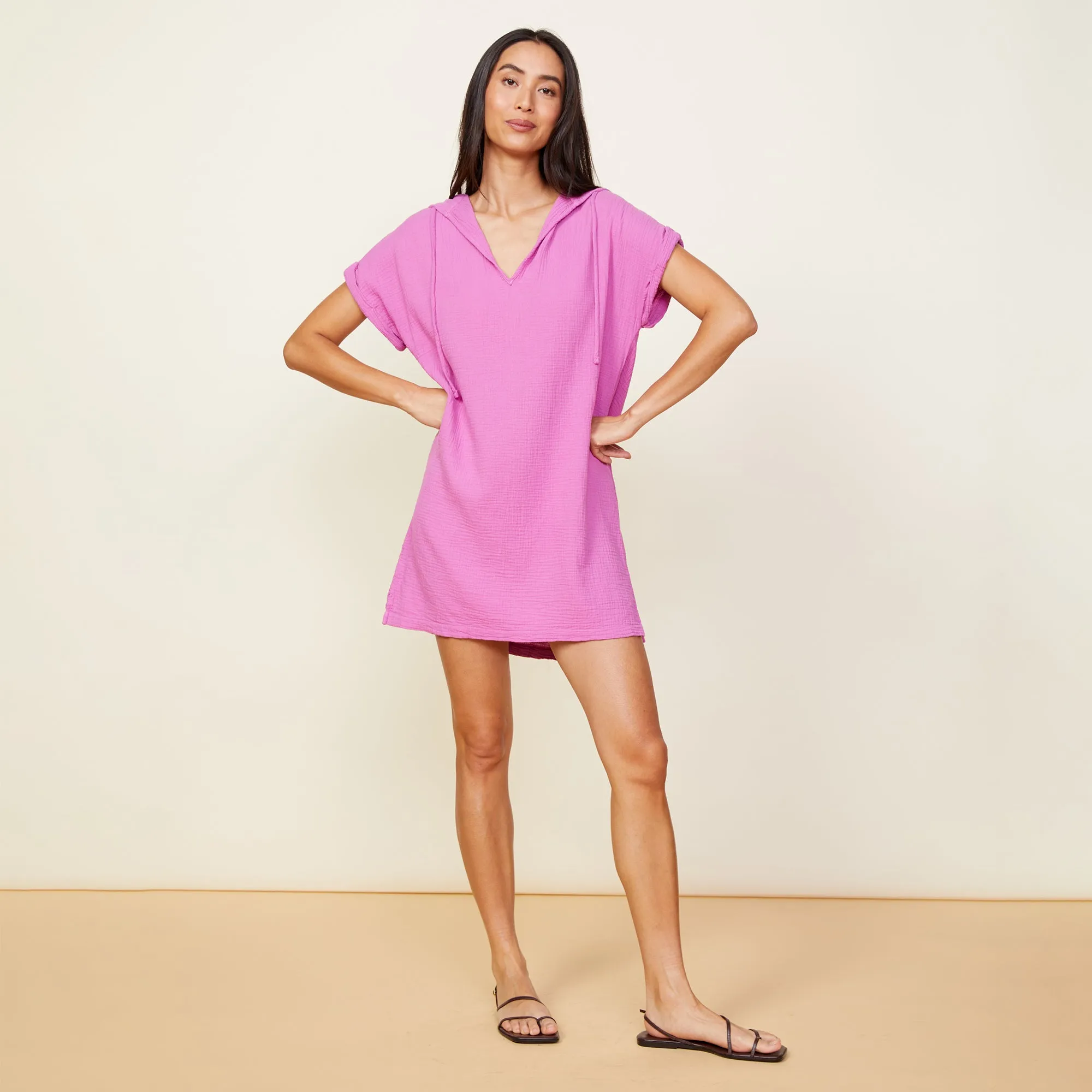 Gauze Hooded Dress