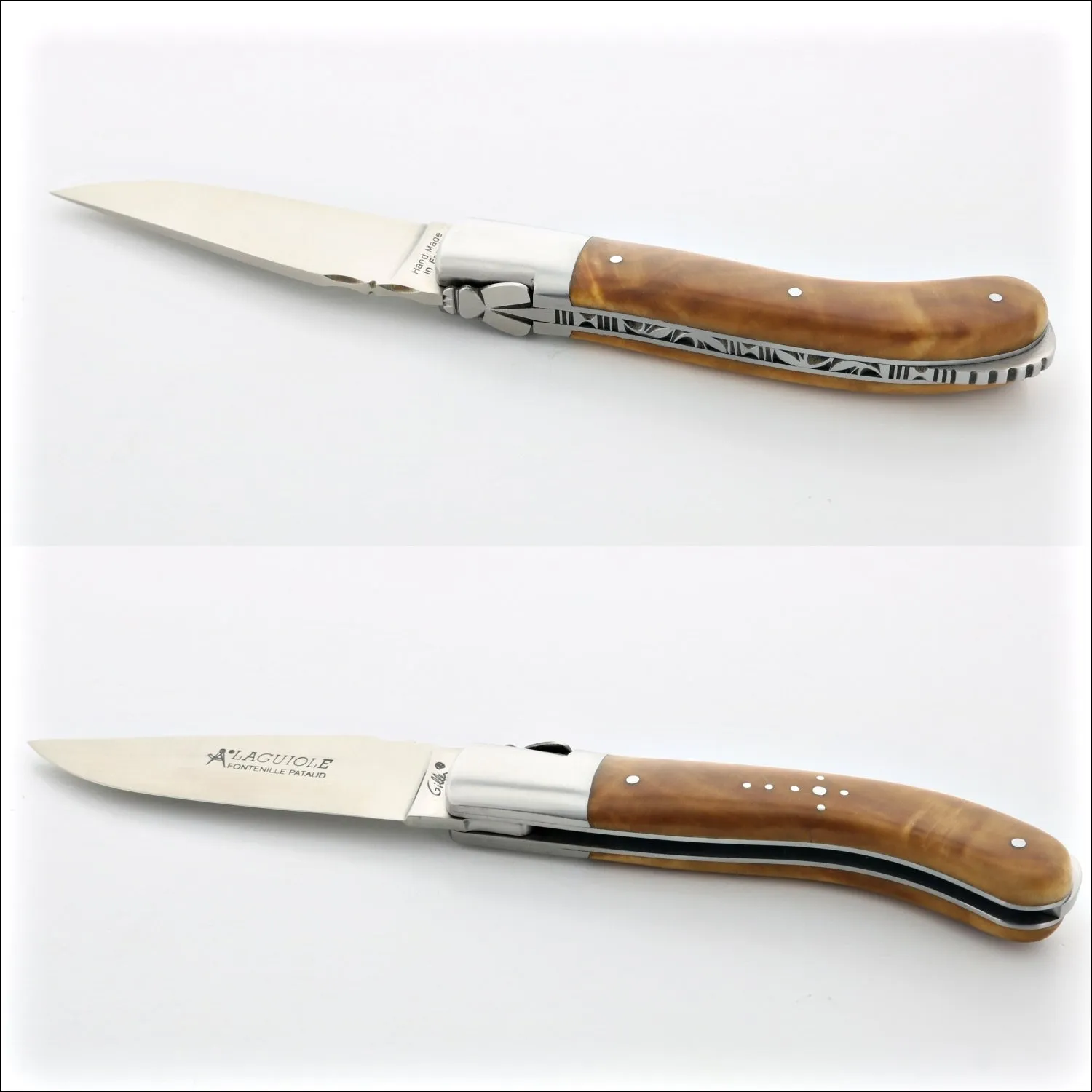 Laguiole Sport Classic Folding Knife Burled Teak Handle