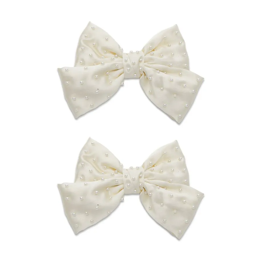 LELE X SJP IVORY PEARL BOW SHOE CLIPS