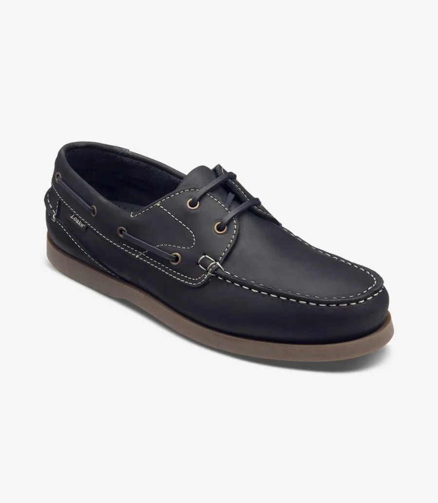 LOAKE Lymington -  Lace up boat shoe - Navy Nubuck