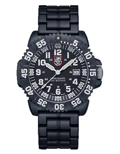 Luminox Mens Sea PC Carbon Watch - White Markers - Black Case & Bracelet - 200m