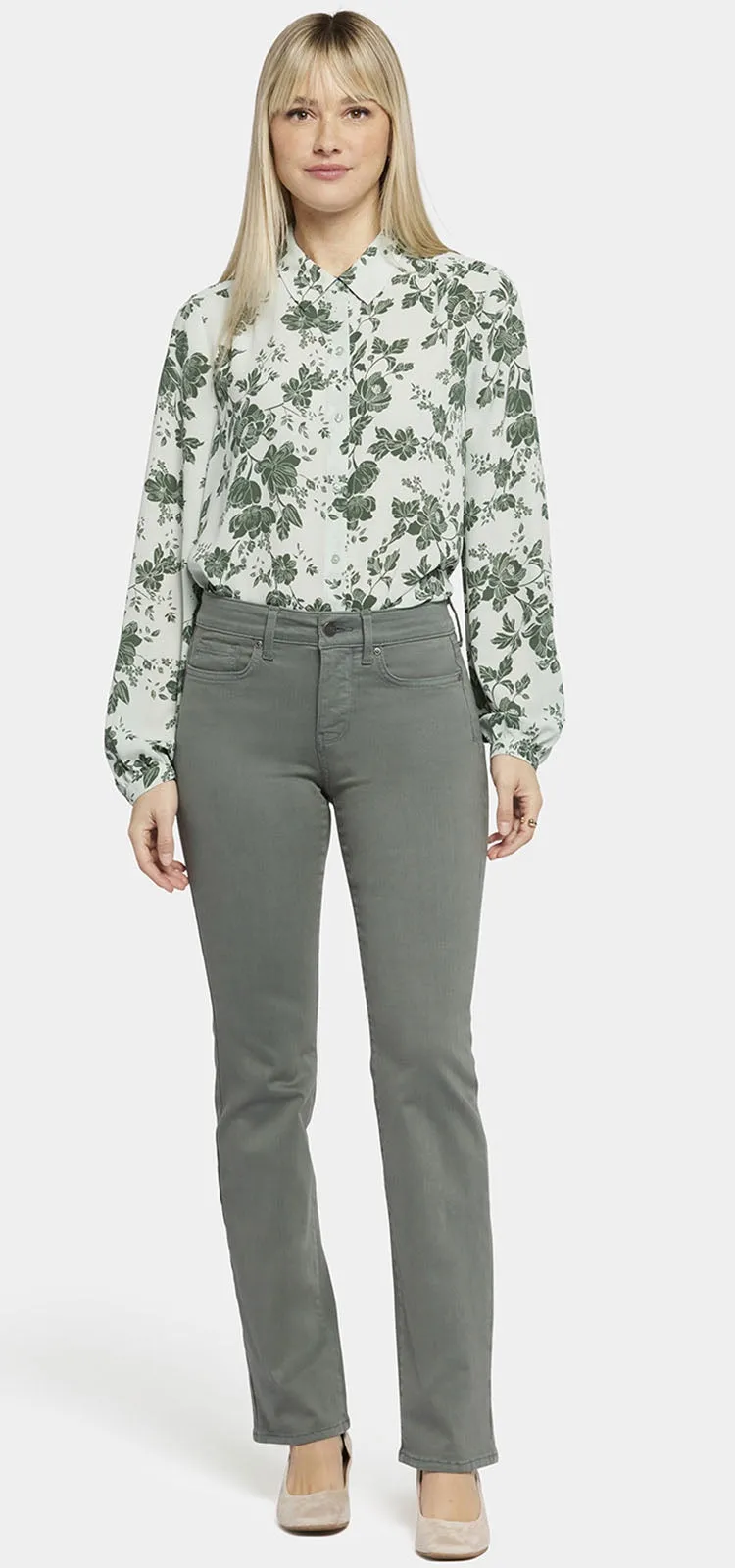 Marilyn Straight Jeans Groen Gekleurde Denim | Sage Leaf