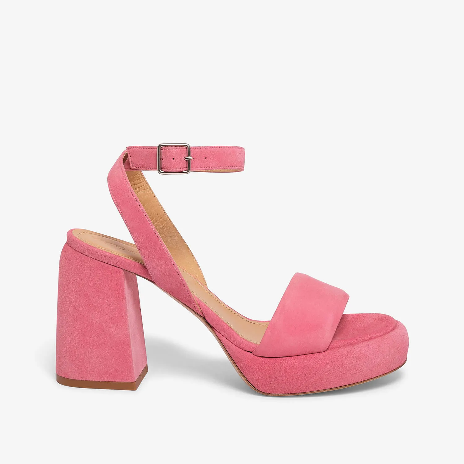 Pink women's goat leather platform sandal