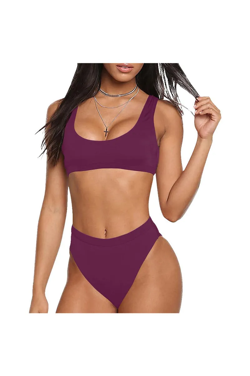 Plum Goodness Sport Top & High-Waisted Bikini Swimsuit (Model S07)