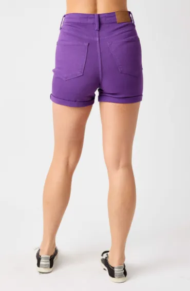 Purple Tummy Control Shorts by Judy Blue