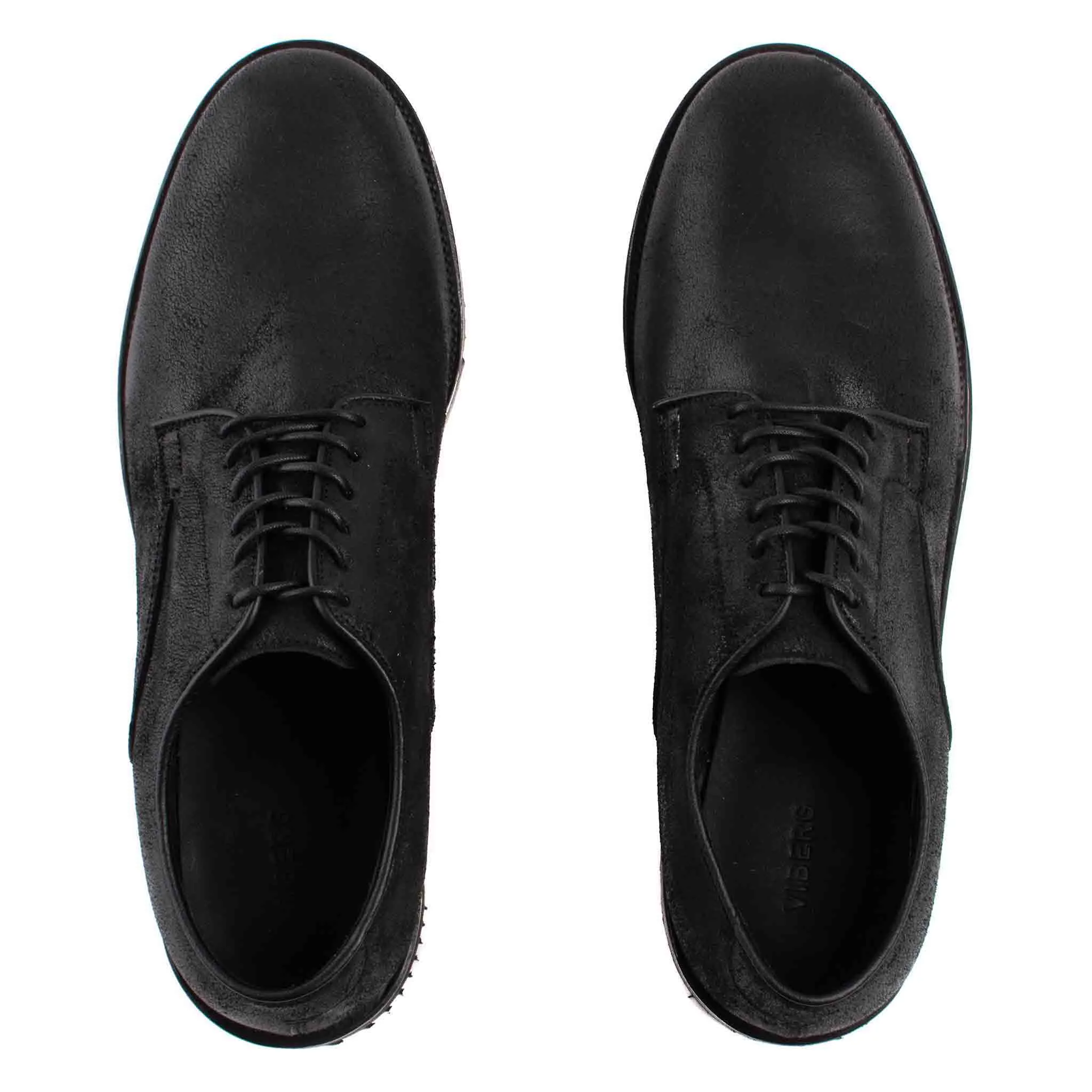 Viberg Black Waxed Camel Roughout Derby Shoe