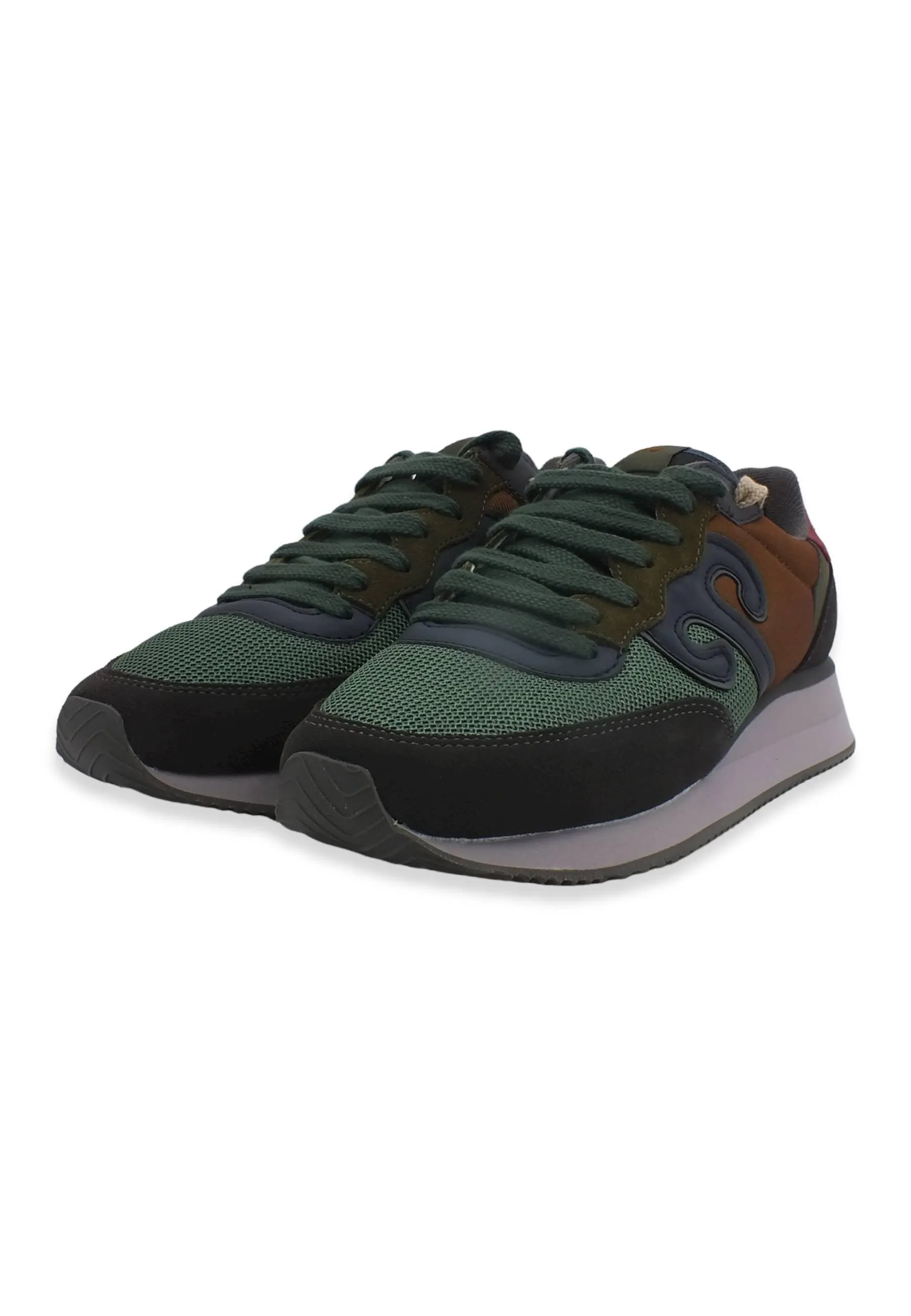 WUSHU Master Sport Sneaker Uomo Green Navy Brown MS166